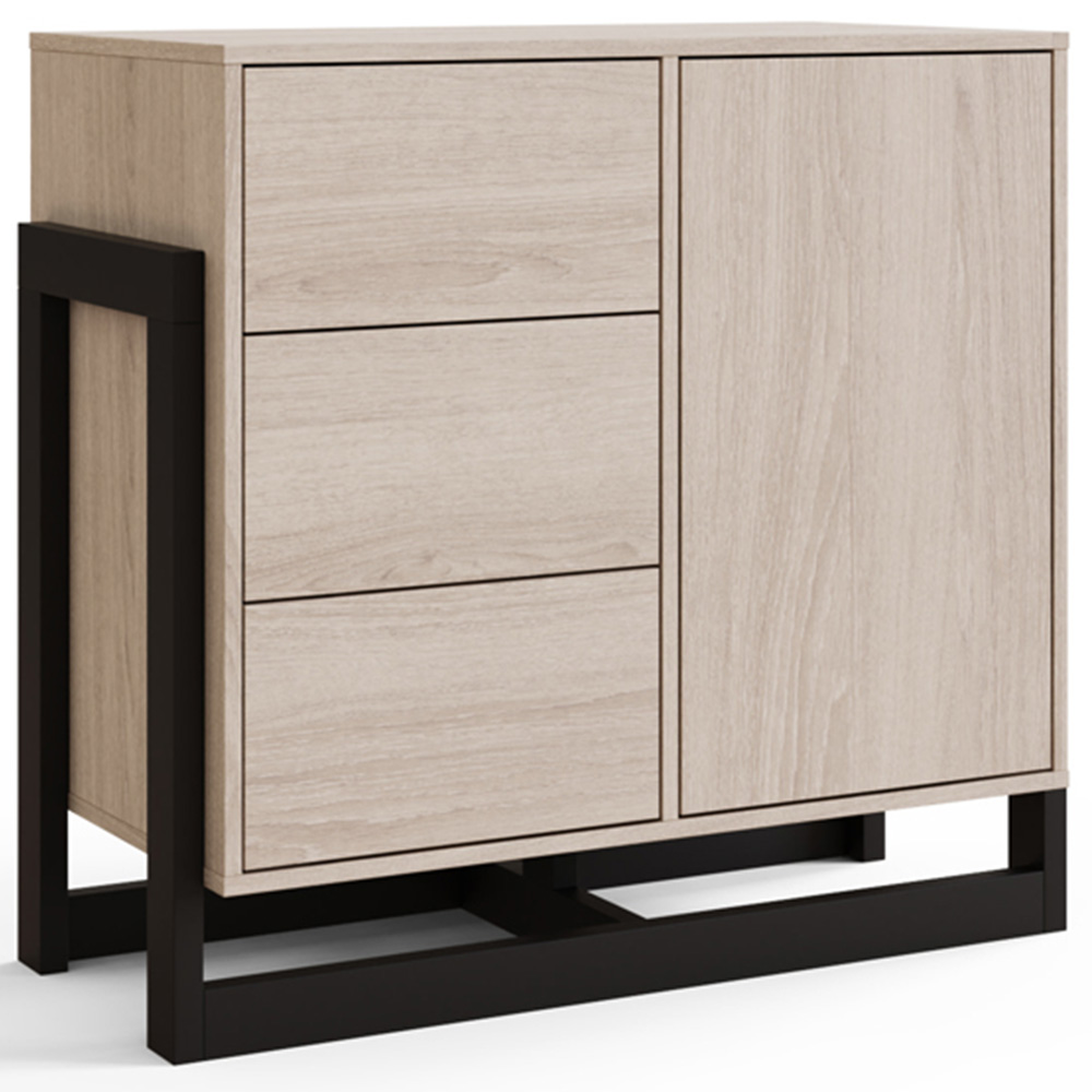 GFW Taite Single Door 3 Drawer Oak Sideboard Image 2