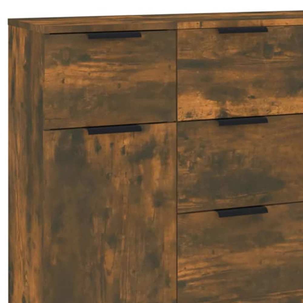 vidaXL 2 Door 5 Drawer Smoked Oak Sideboard 3 Piece Image 5