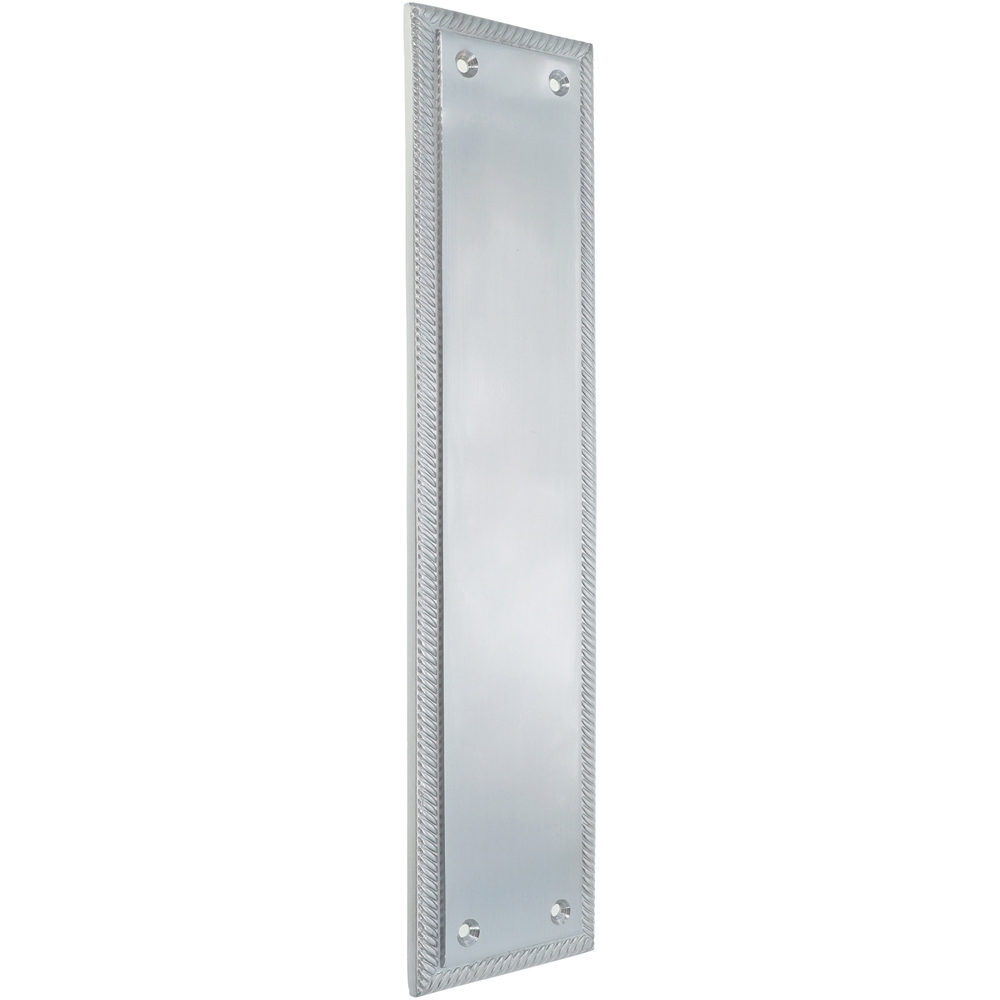 Spira Brass Georgian Plain Square Satin Chrome Finger Plush Plate 300mm Image 1