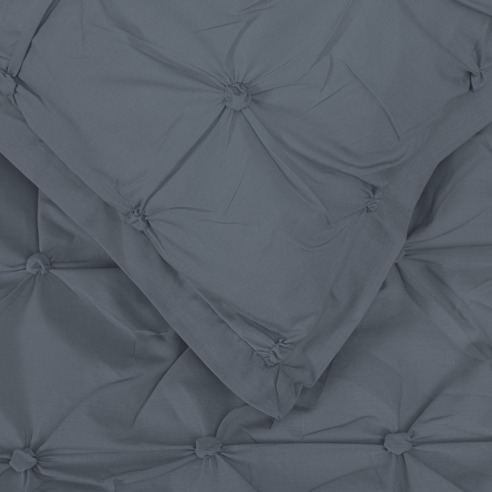 Smart Living Double Charcoal Rouched Pleat Duvet Cover Set Image 5