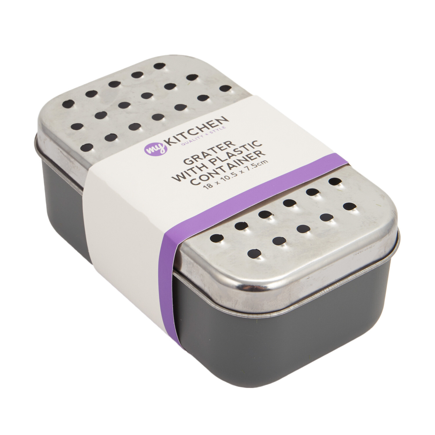Grater with Plastic Container - Grey Image 1