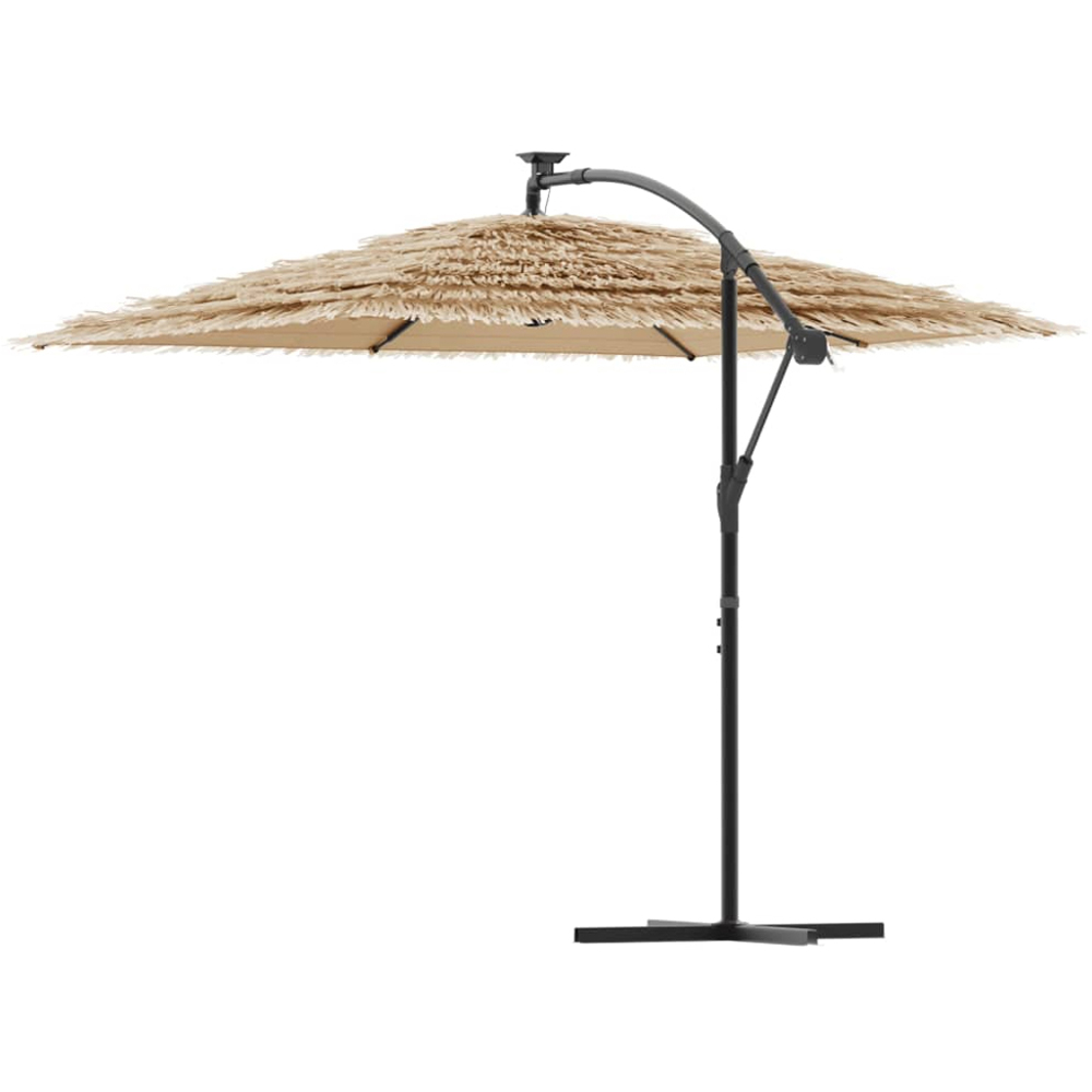 vidaXL Brown Straw Top Cantilever Parasol with Steel Pole 2.9m Image 4