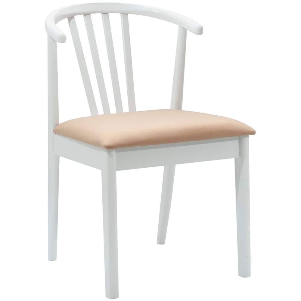 vidaXL Set of 2 White and Brown Rubberwood Vintage Dining Chairs Image 2