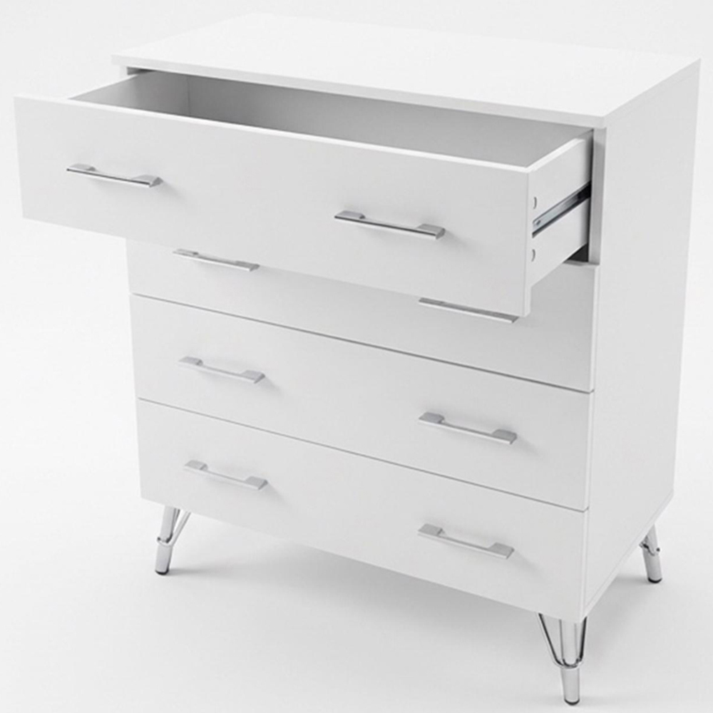 FWStyle Maldon 4 Drawer White Chest of Drawers Image 4