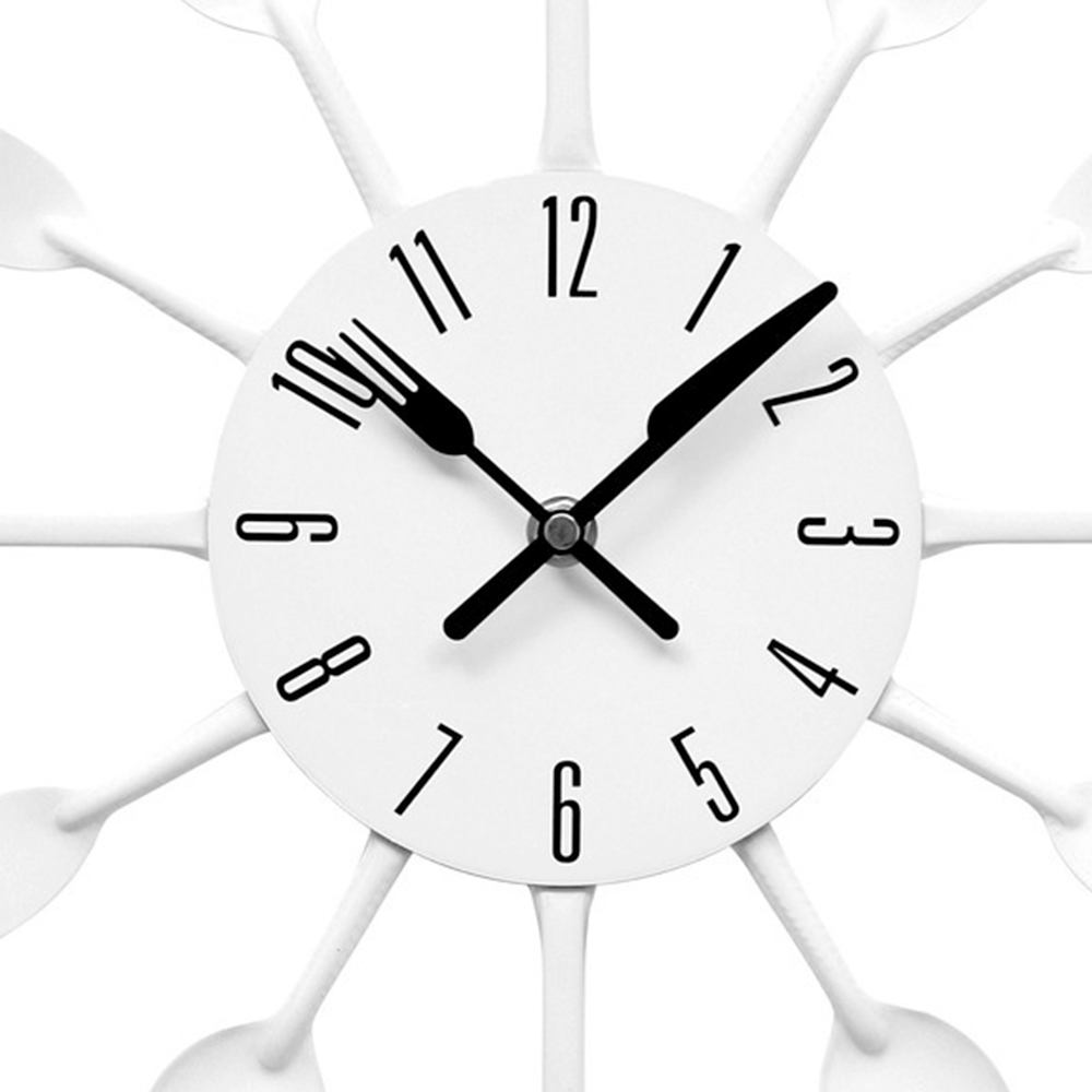 Premier Housewares White Cutlery Metal Wall Clock Image 2