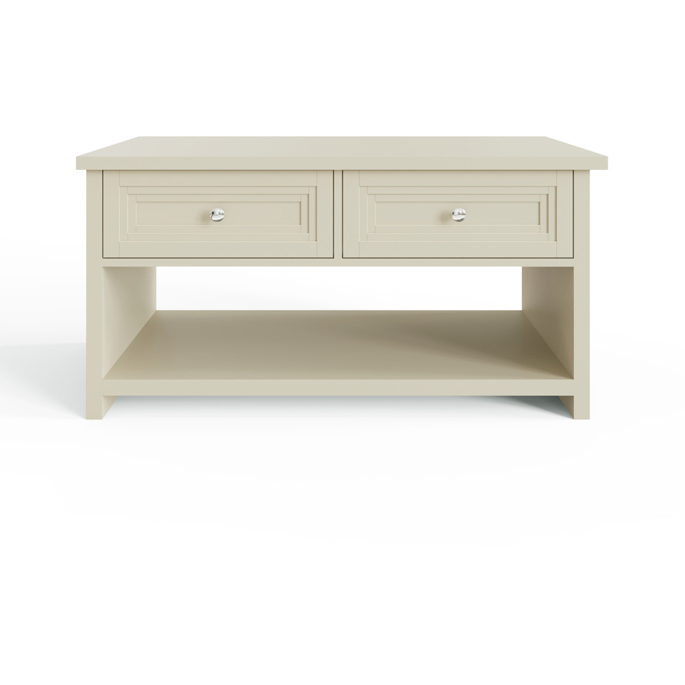 GFW Oakley 2 Drawer Single Shelf Limestone Coffee Table Image 4