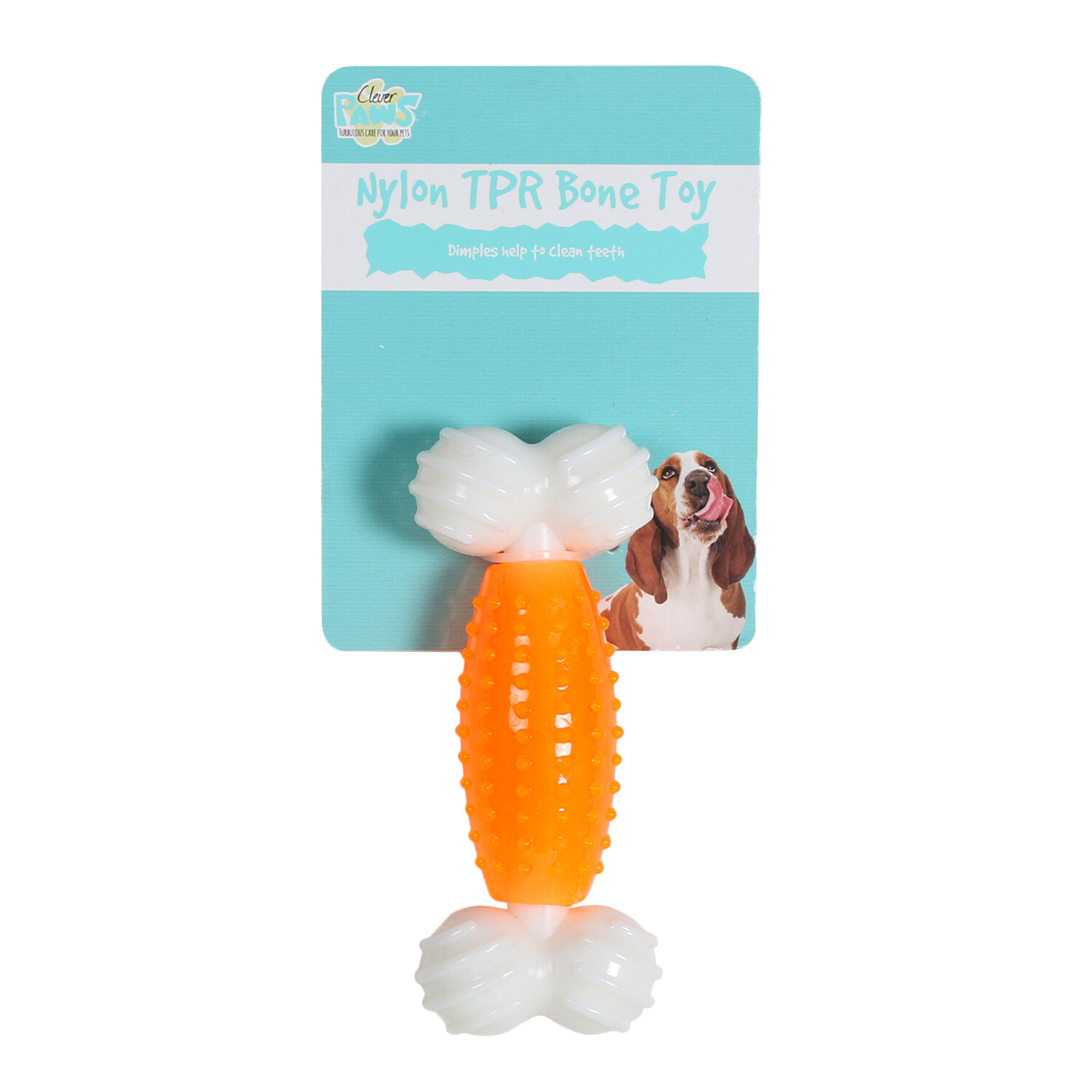 Single Clever Paws Nylon TPR Bone Dog Toy in Assorted styles Image 1