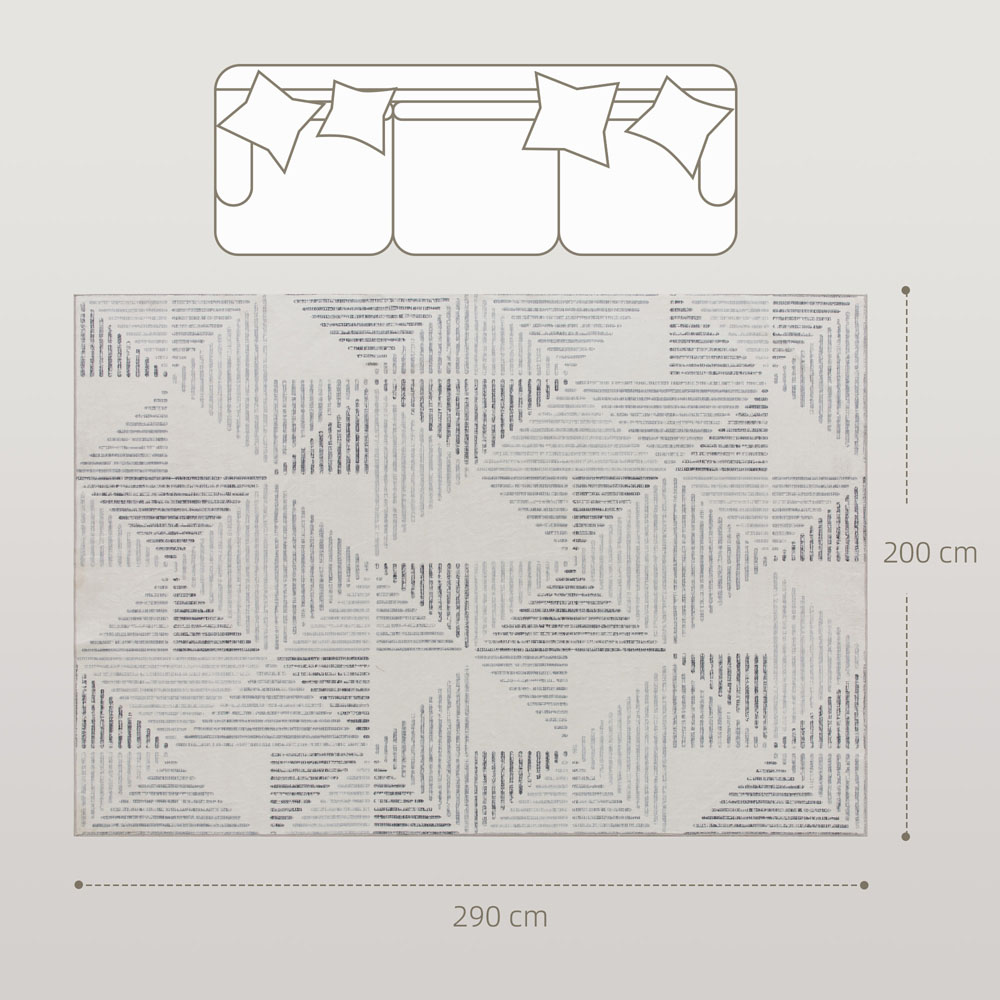 HOMCOM Grey Geometric Non Slip Rug 200 x 290cm Image 9