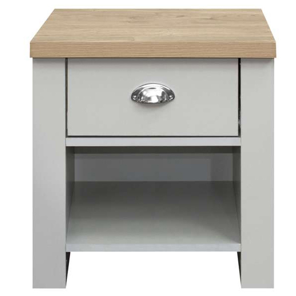 Highgate Single Drawer Grey and Oak Lamp Table Image 3