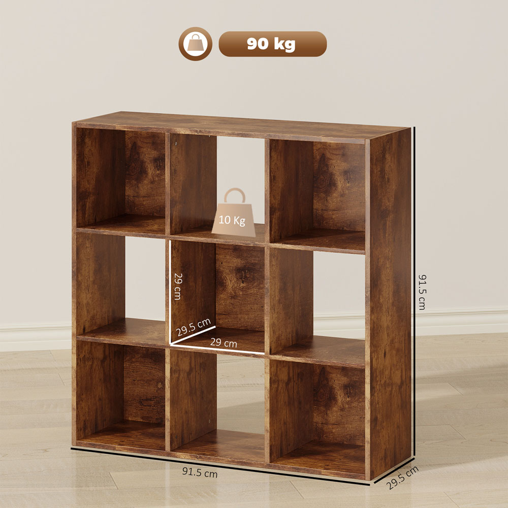 HOMCOM 9 Cube Rustic Brown Storage Cupboard Image 9
