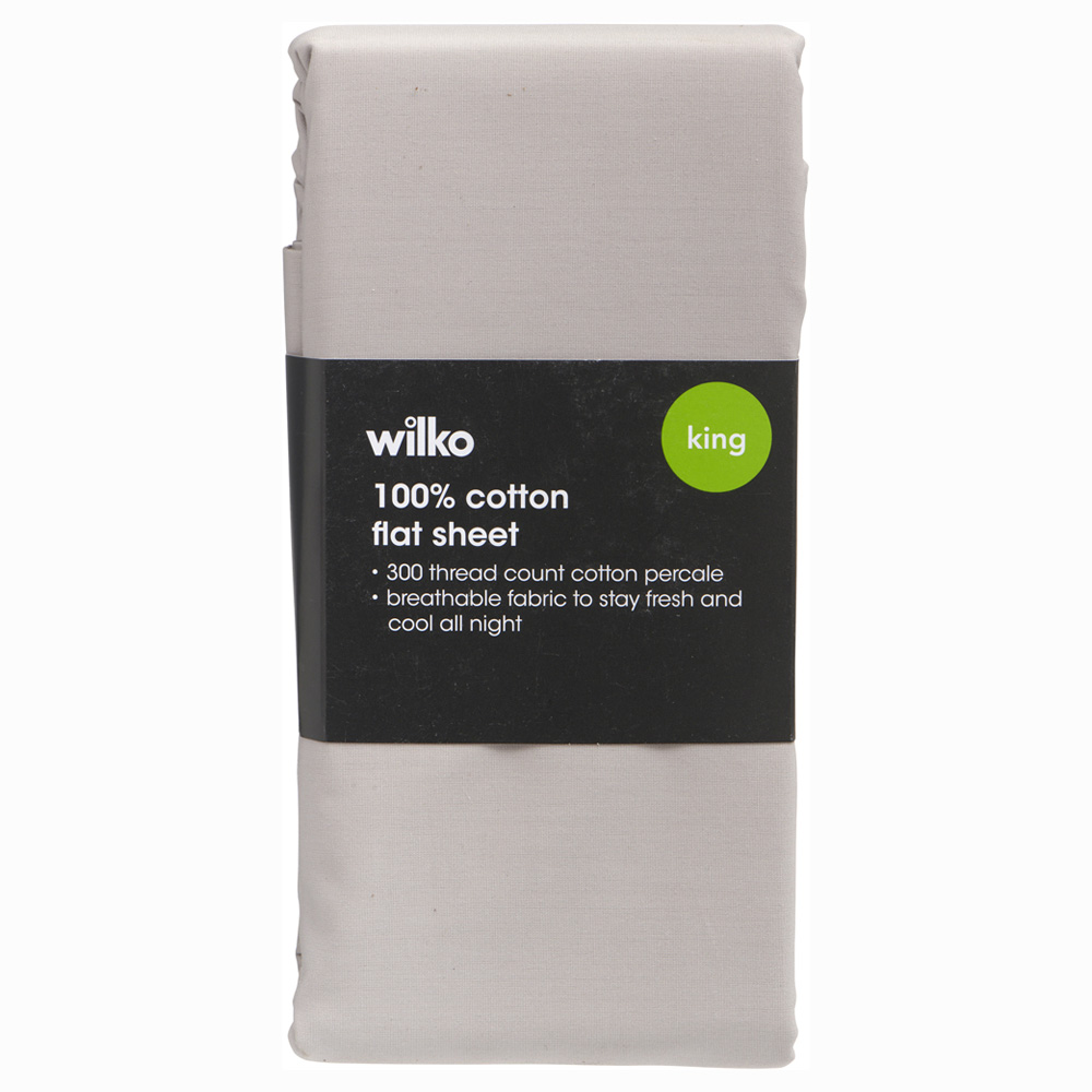 Wilko Best King Porpoise 300 Thread Count Percale Flat Sheet Image 2