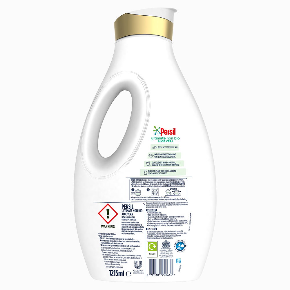 Persil Ultimate Non Bio Aloe Vera Liquid Detergent 45 Washes 1215ml Image 3