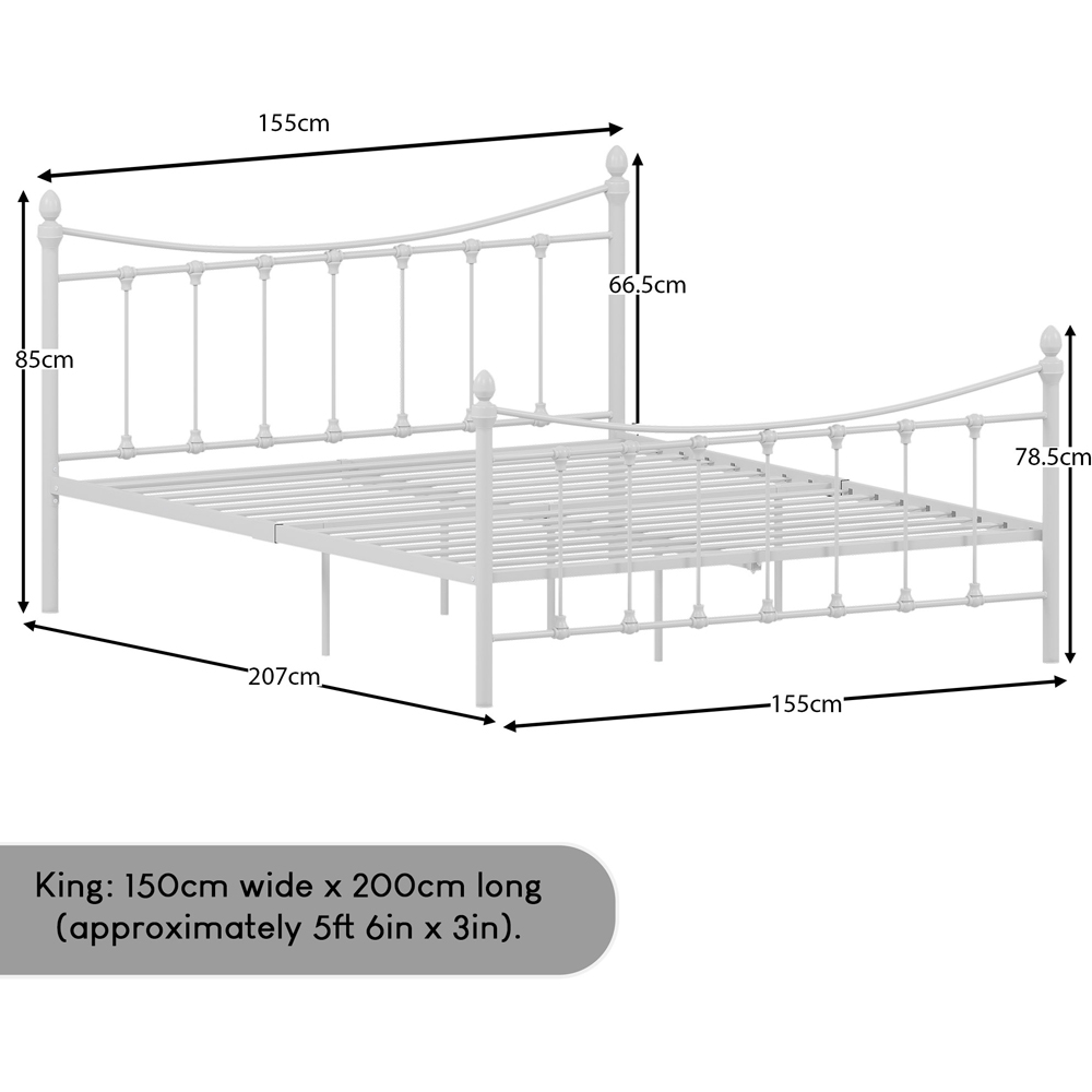 Vida Designs Paris King Size White Metal Bed Frame Image 8