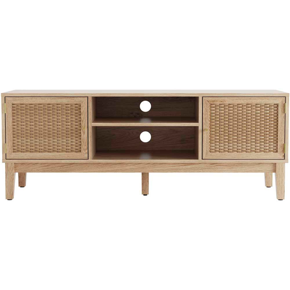 Bordeaux 2 Door 2 Shelf Oak Effect TV Unit Image 4