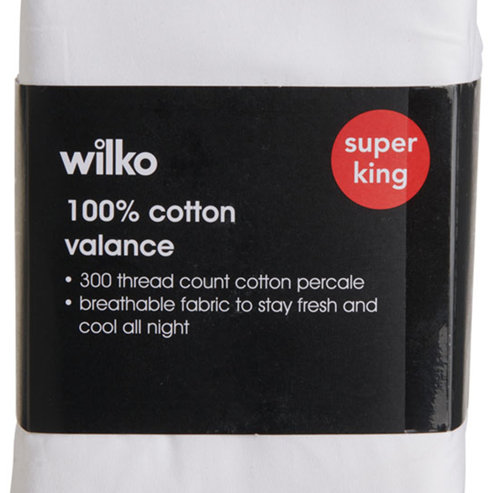Wilko Best White 300 Thread Count Super King Percale Valance Sheet Image 3