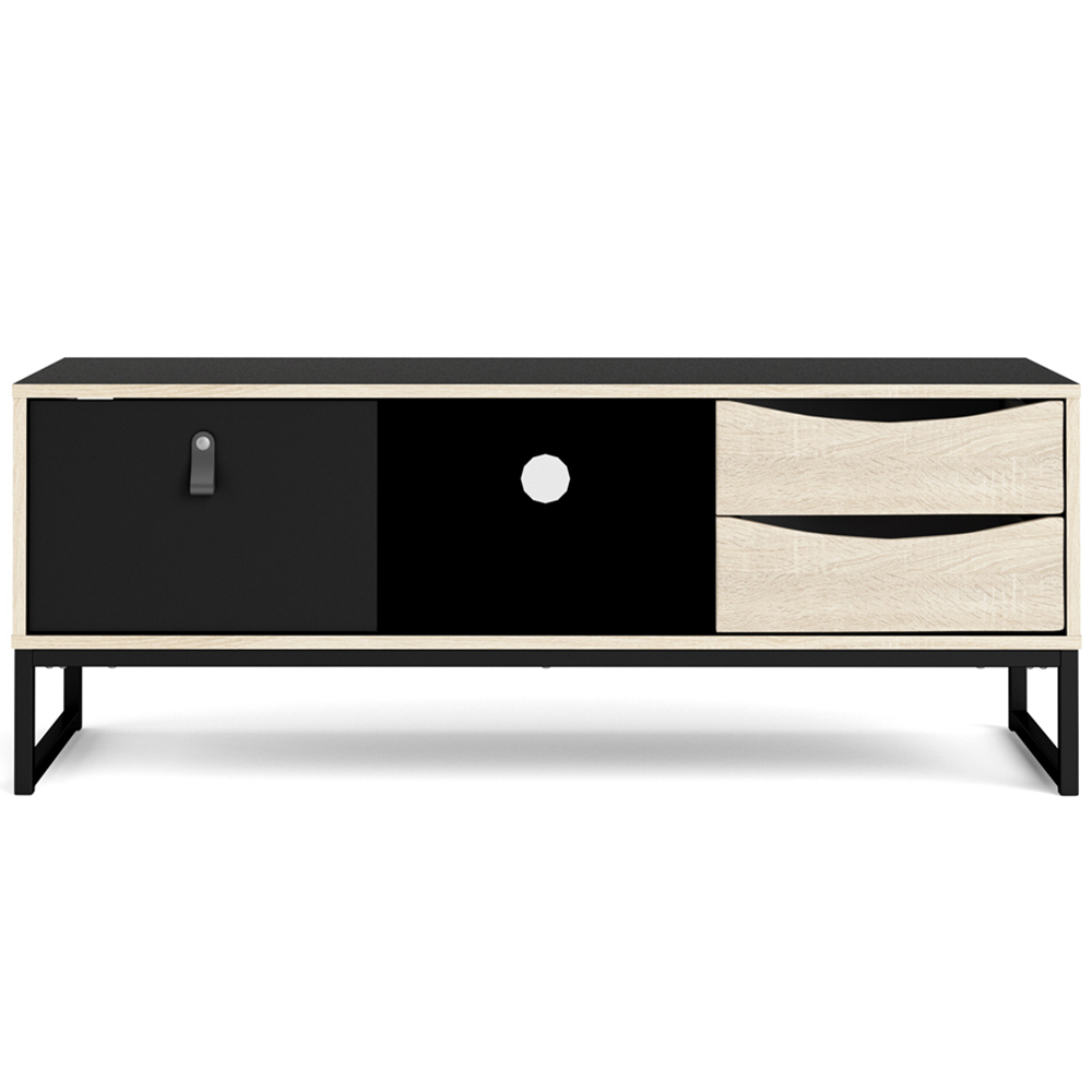 Florence Stubbe Single Door 2 Drawer Matt Black Oak TV Unit Image 3