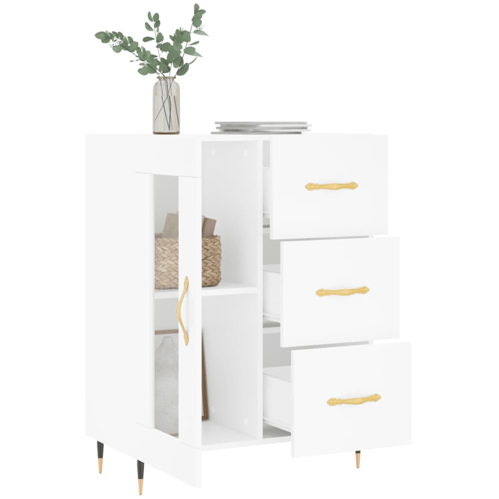 vidaXL Single Glass Door 3 Drawer White Sideboard Image 4