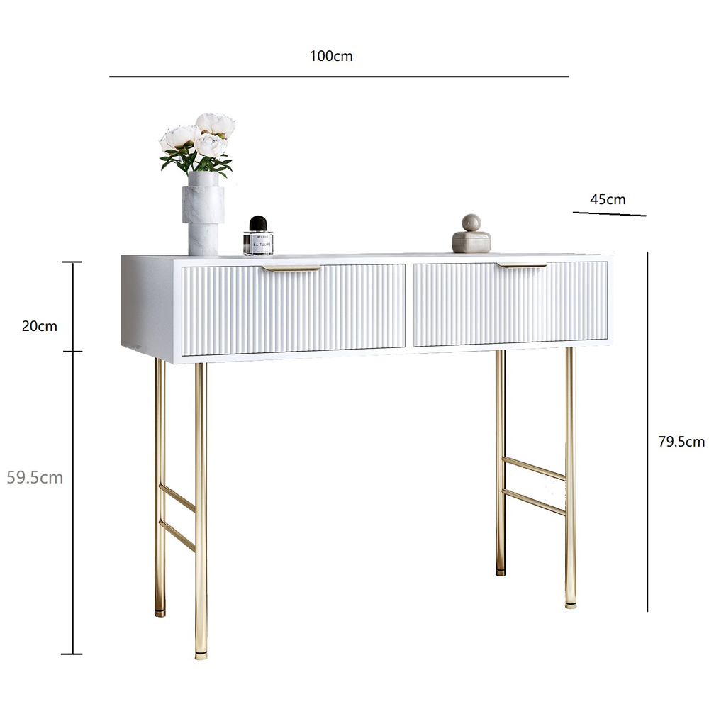 CARME Home Esme 2 Drawer White Dressing Table Image 7