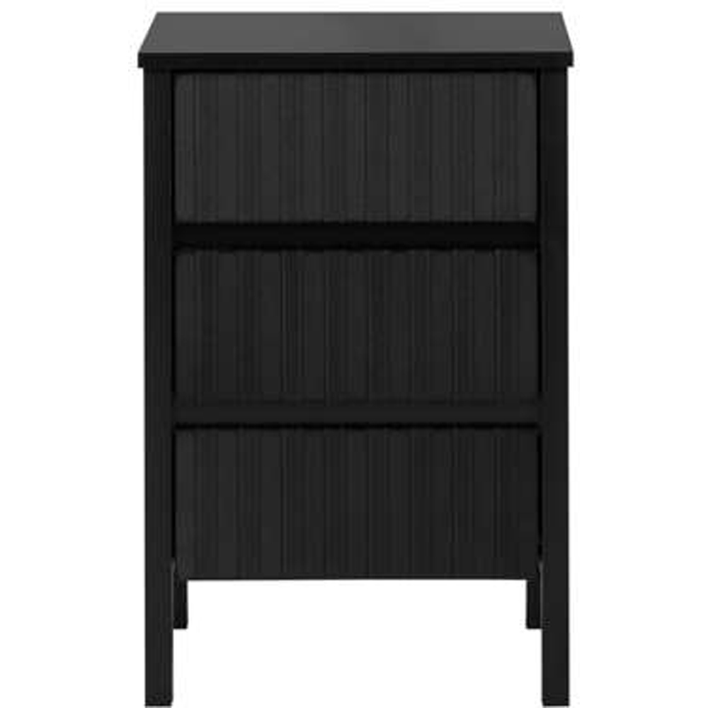 Birlea Axis 3 Drawer Black Fluted Bedside Table Image 3