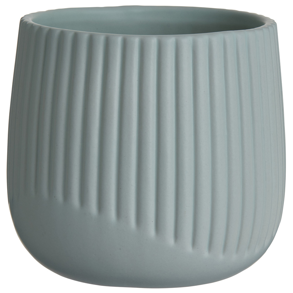 Wilko Indoor Green Ribbed Round Pot Wilko