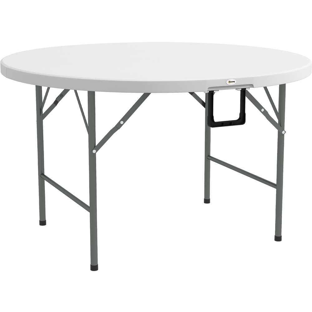 Outsunny 6 Seater White Metal Foldable Picnic Table Image 2