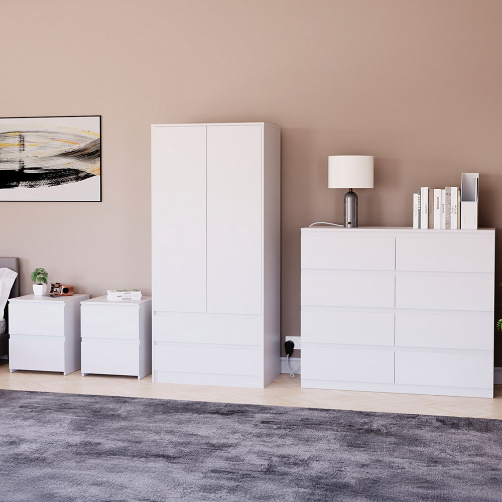 Denver White 4 Piece Bedroom Furniture Set Image 1