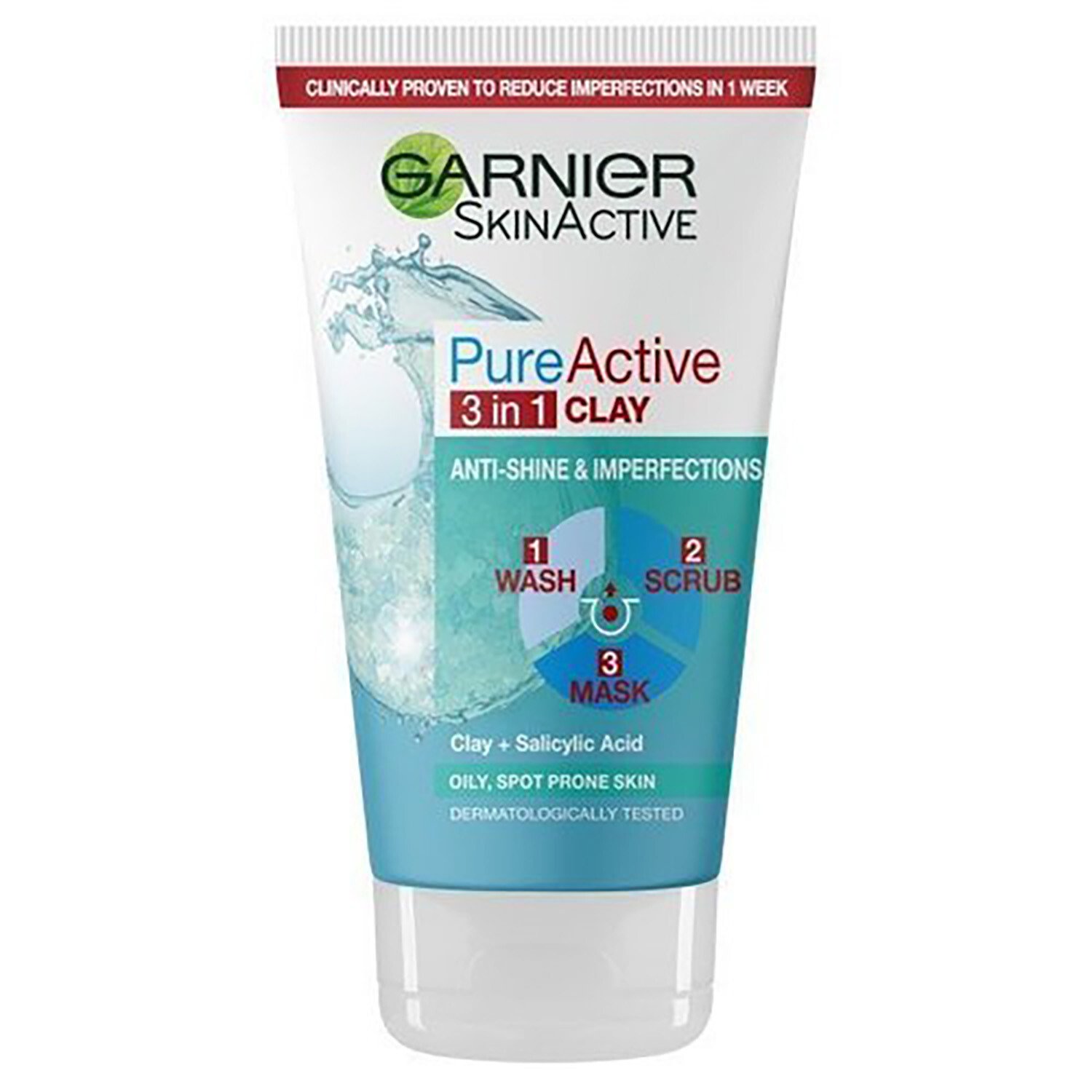 Garnier PureActive 3-in-1 Clay Cleanser - Blue Image