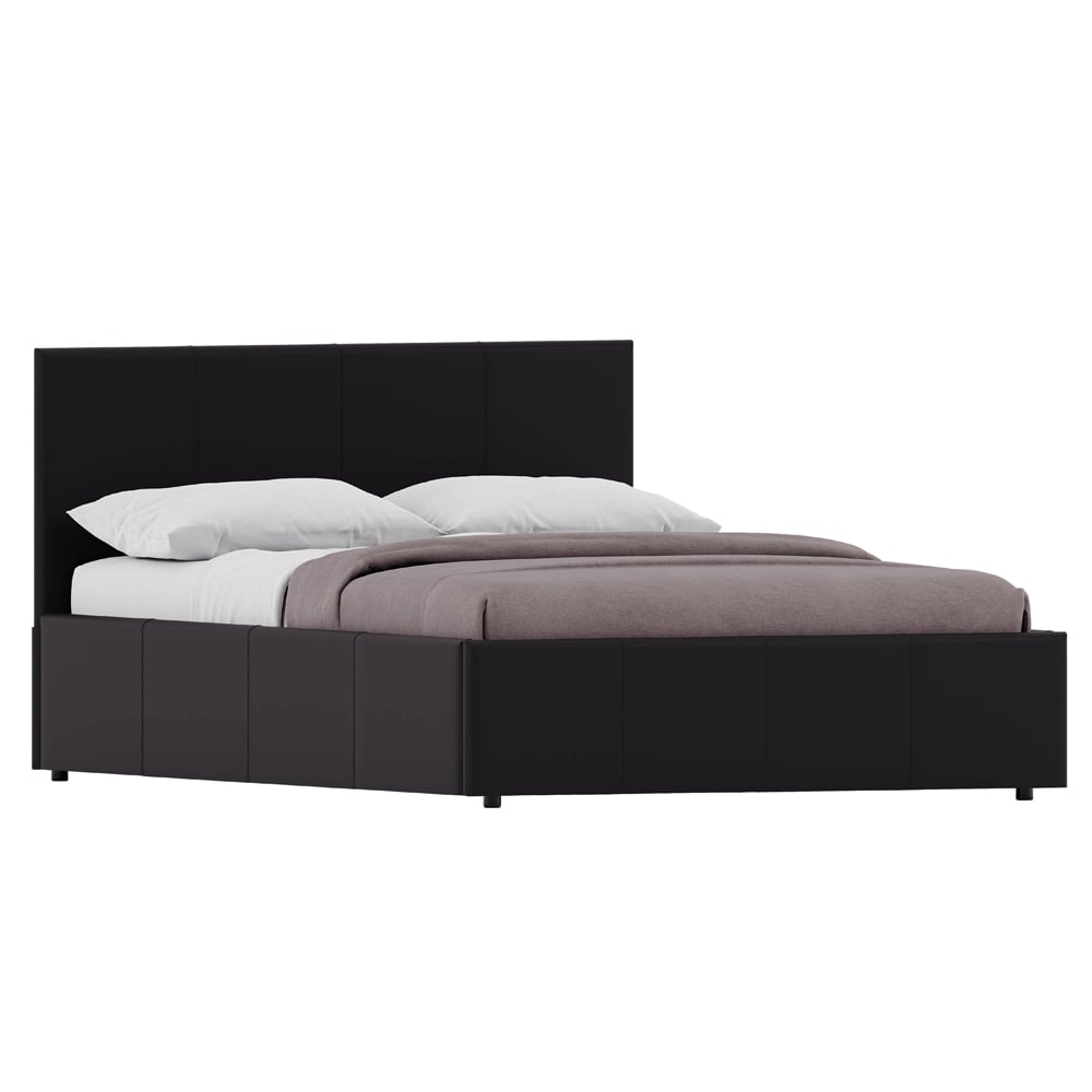 Vida Designs Lisbon Double Black Faux Leather Ottoman Bed Frame Image 2