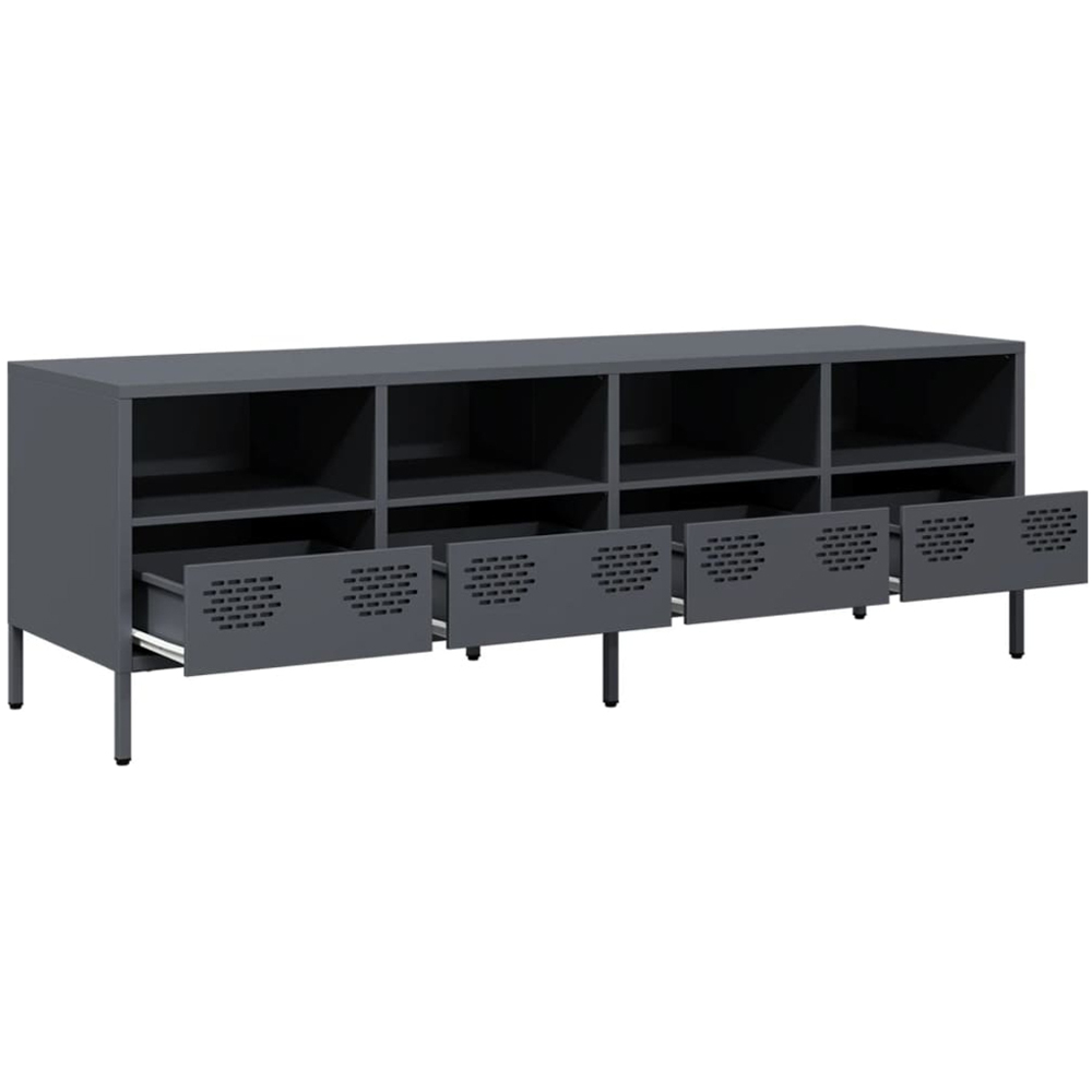 vidaXL 4 Drawer 4 Shelf Anthracite Steel TV Cabinet Image 4