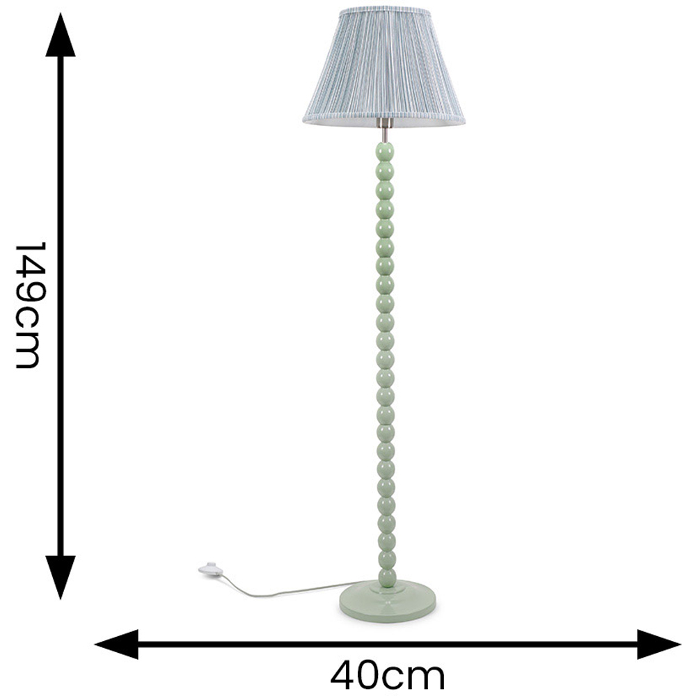 ValueLights Bobbins Blue Stripe Pleated Shade Sage Green LED Floor Lamp Image 6