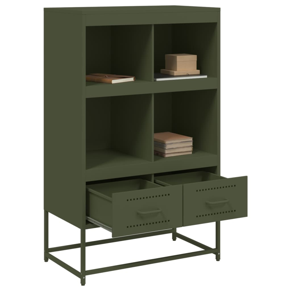 vidaXL 2 Drawer 4 Shelf Green Cold-Rolled Steel Highboard Image 3