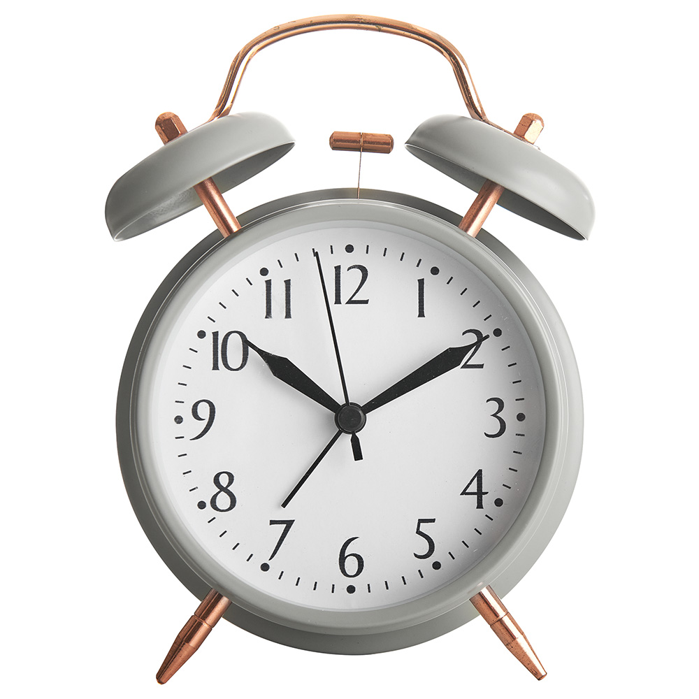 Wilko Grey Copper Alarm Clock Image 1