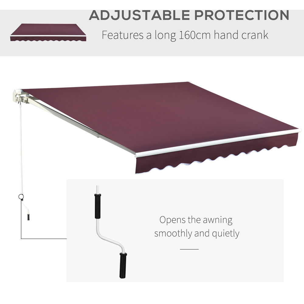 Outsunny Wine Red Retractable Awning with Fittings 3 x 4m Image 6