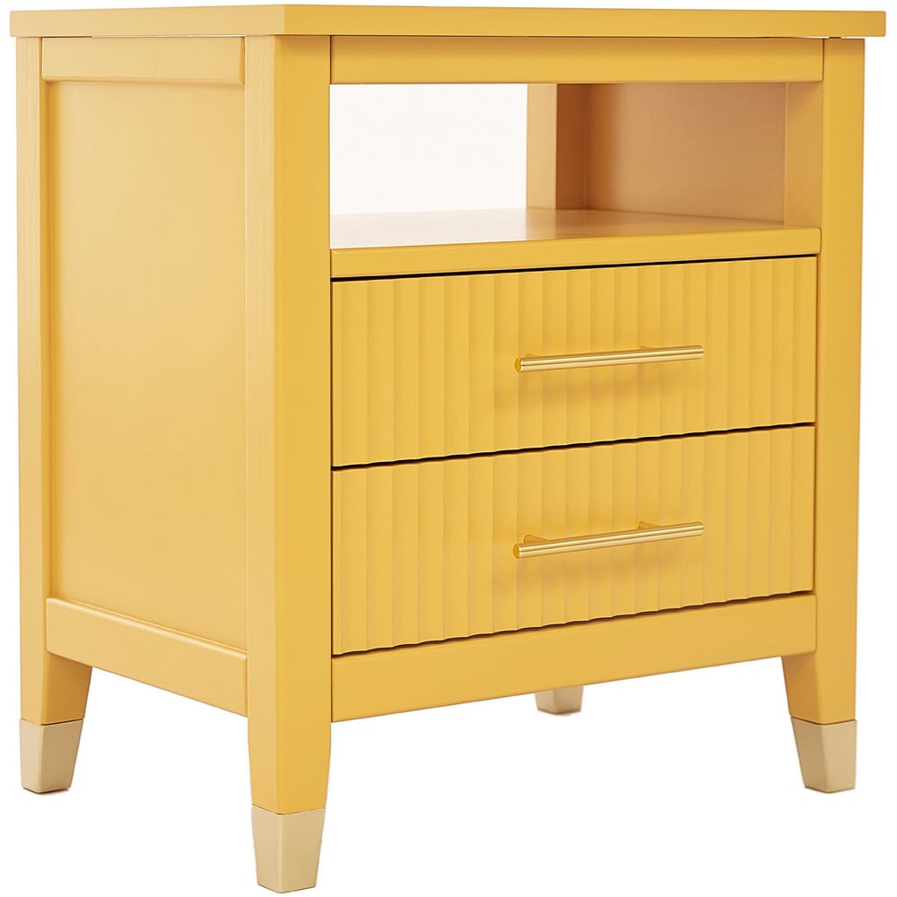 Biasi 2 Drawers Mustard Bedside Table Image 2