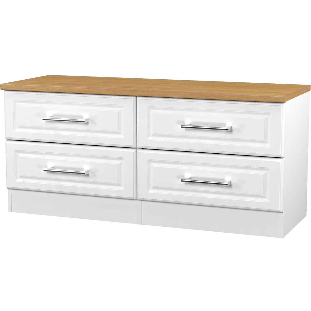 Crowndale Kent 4 Drawer White Ash and Modern Oak Bed Box Ready Assembled Image 4