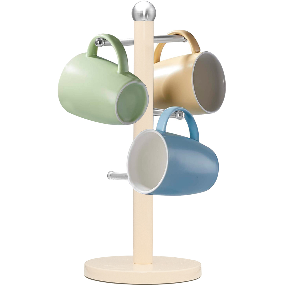 Innoteck Essentials Cream Stainless Steel Mug Tree with 6 Hooks Image 2