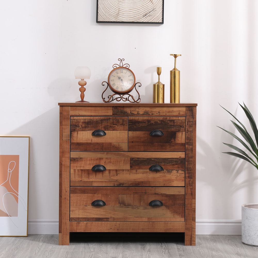 FurnitureHMD 4 Drawer Industrial Style Wooden Chest of Drawers Image 9