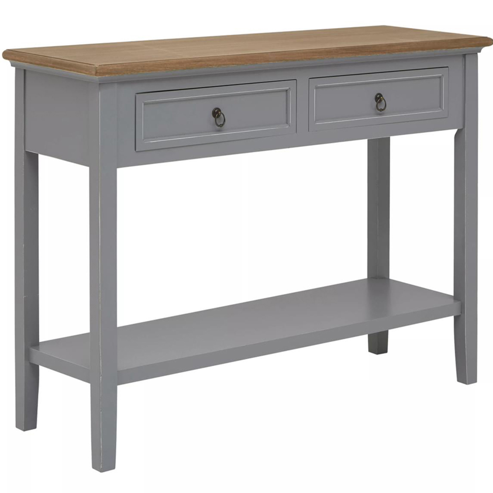 Premier Housewares Henley 2 Drawer Antique Grey Console Table Image 3