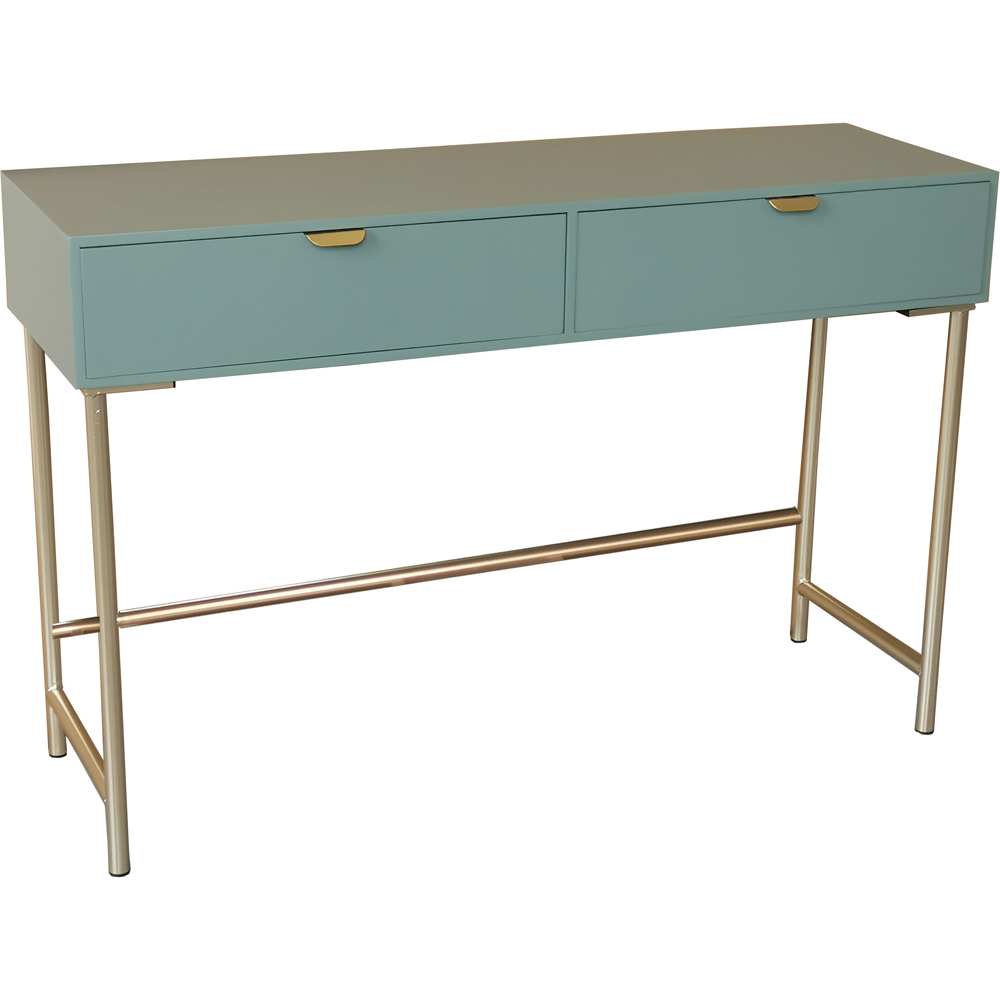 Acacia Home 2 Drawer Green Wooden Side Table Image 2