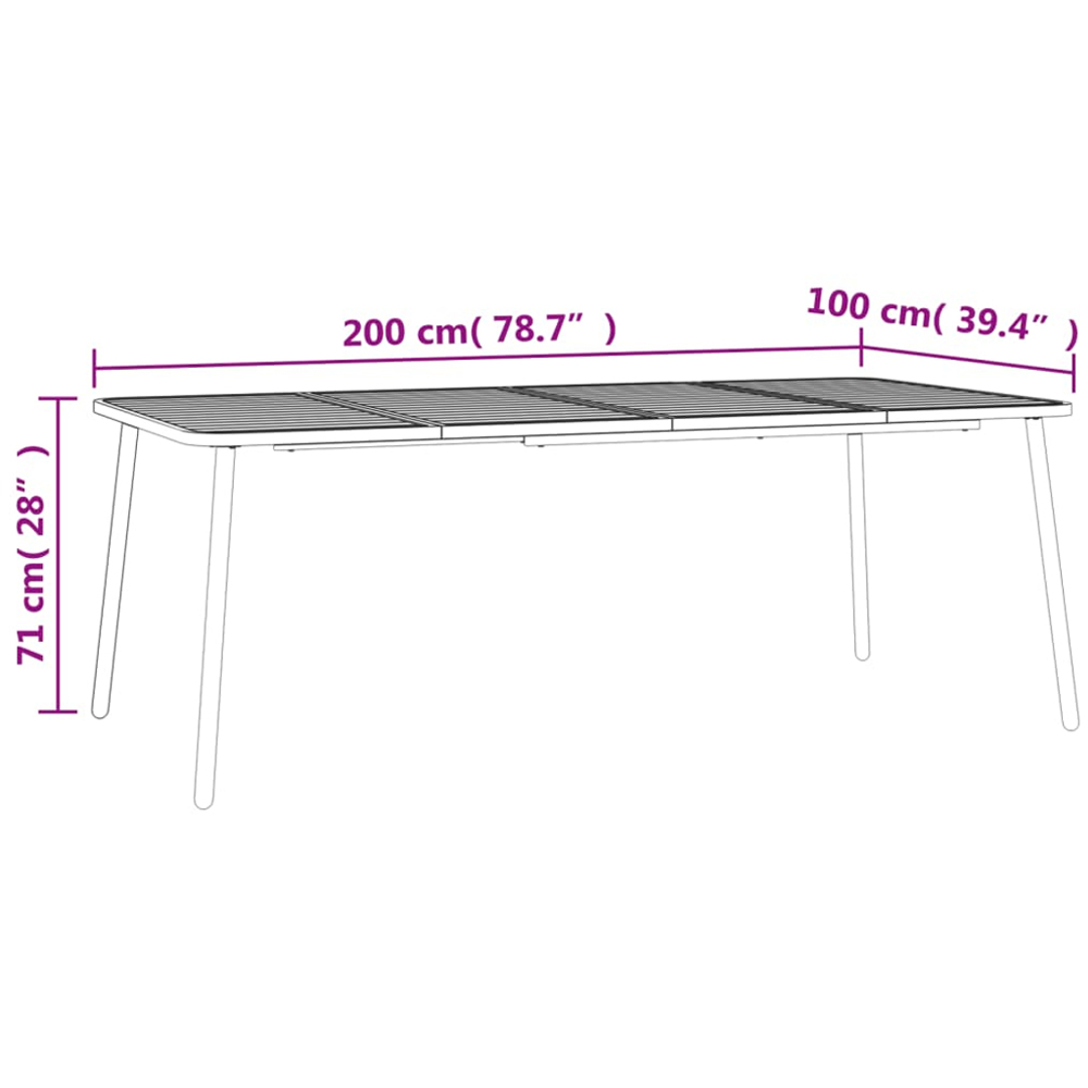 vidaXL 8 Seater Anthracite Steel Slatted Rectangular Garden Table Image 7