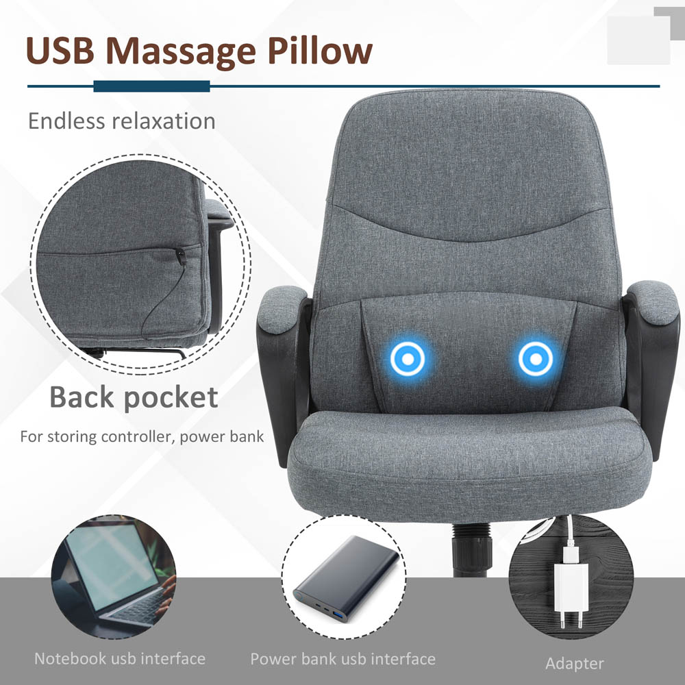 Portland Grey Swivel Massage Office Chair Image 3