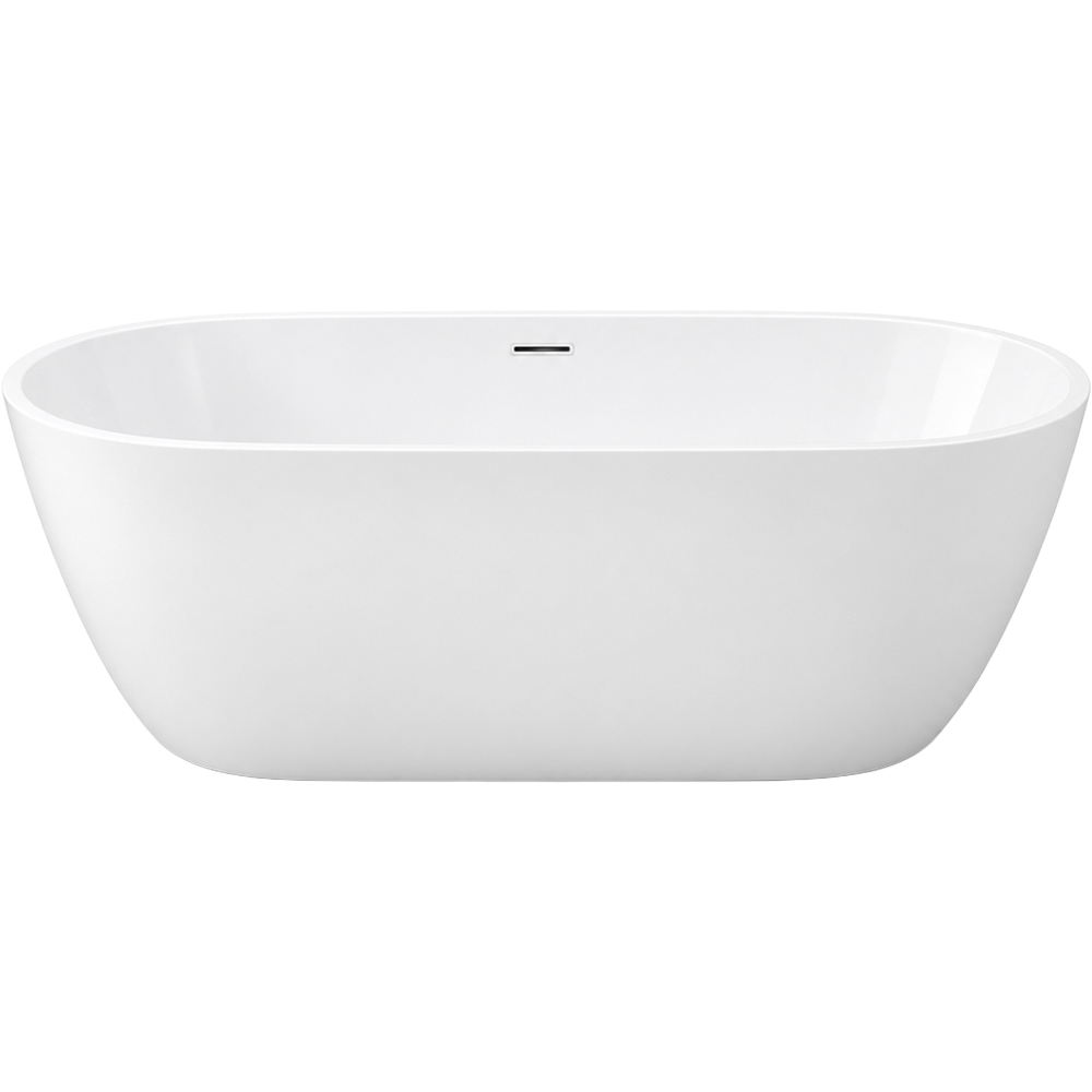 Go Bathrooms Gloss White Double Ended Round Freestanding Bath 1500 x 750mm Image 1