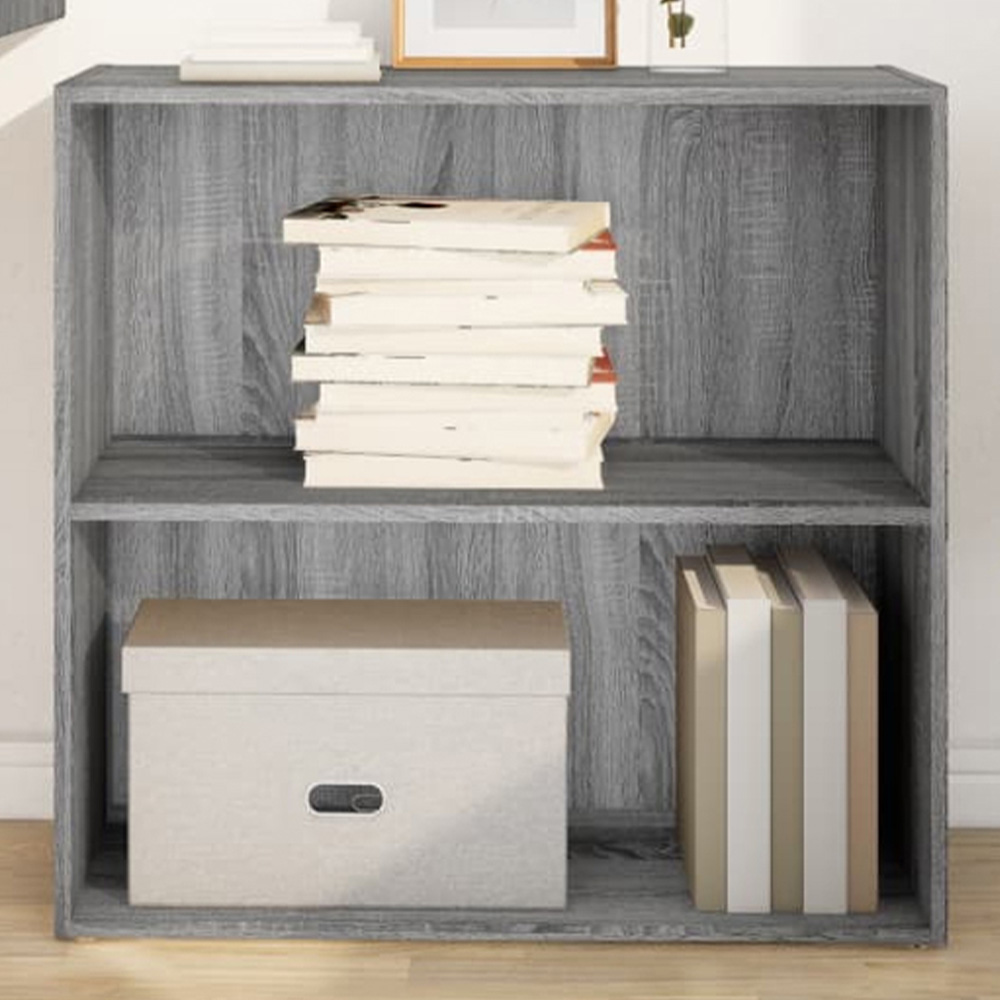 vidaXL 2 Shelf Grey Sonoma Bookcase Image 1