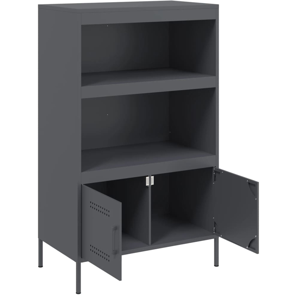 vidaXL 2 Door 2 Shelf Anthracite Metal Highboard Image 9