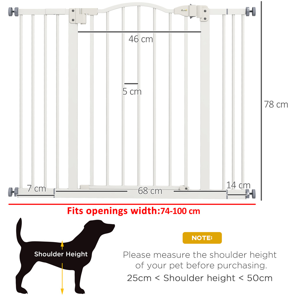 PawHut White 74-100cm Adjustable Metal Pet Safety Gate Image 8