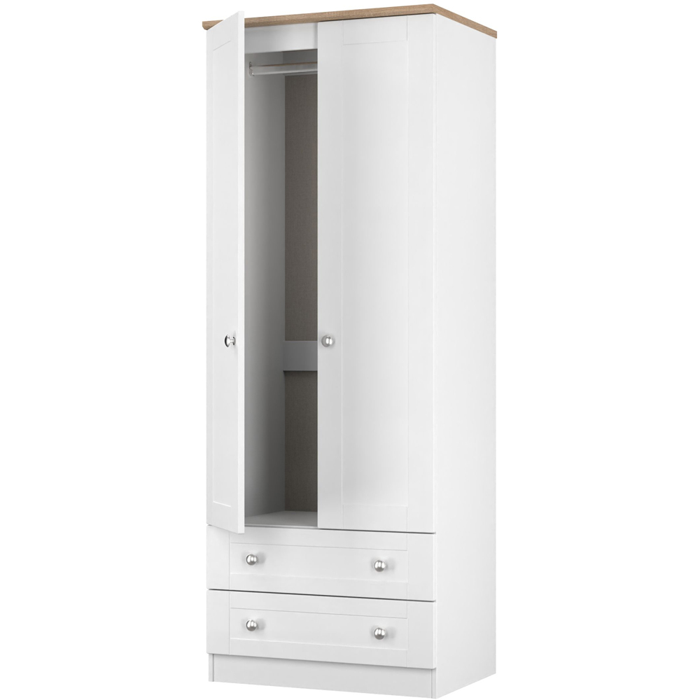 Crowndale Sussex 2 Door 2 Drawer White Ash and Bardolino Oak Tall Wardrobe Ready Assembled Image 4
