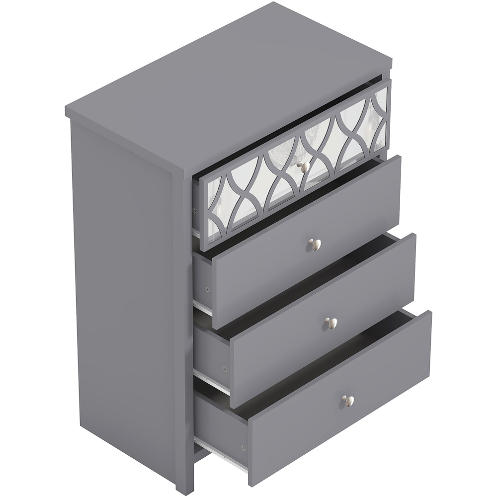GFW Arianna 4 Drawer Cool Grey Mirrored Chest of Drawer