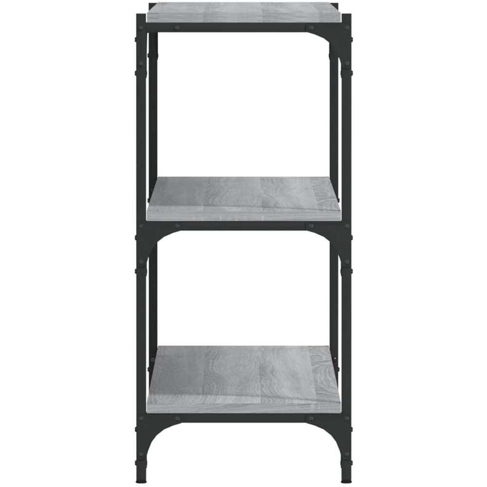 vidaXL 3 Shelf Grey Sonoma Wood and Steel Wide Bookcase Image 3
