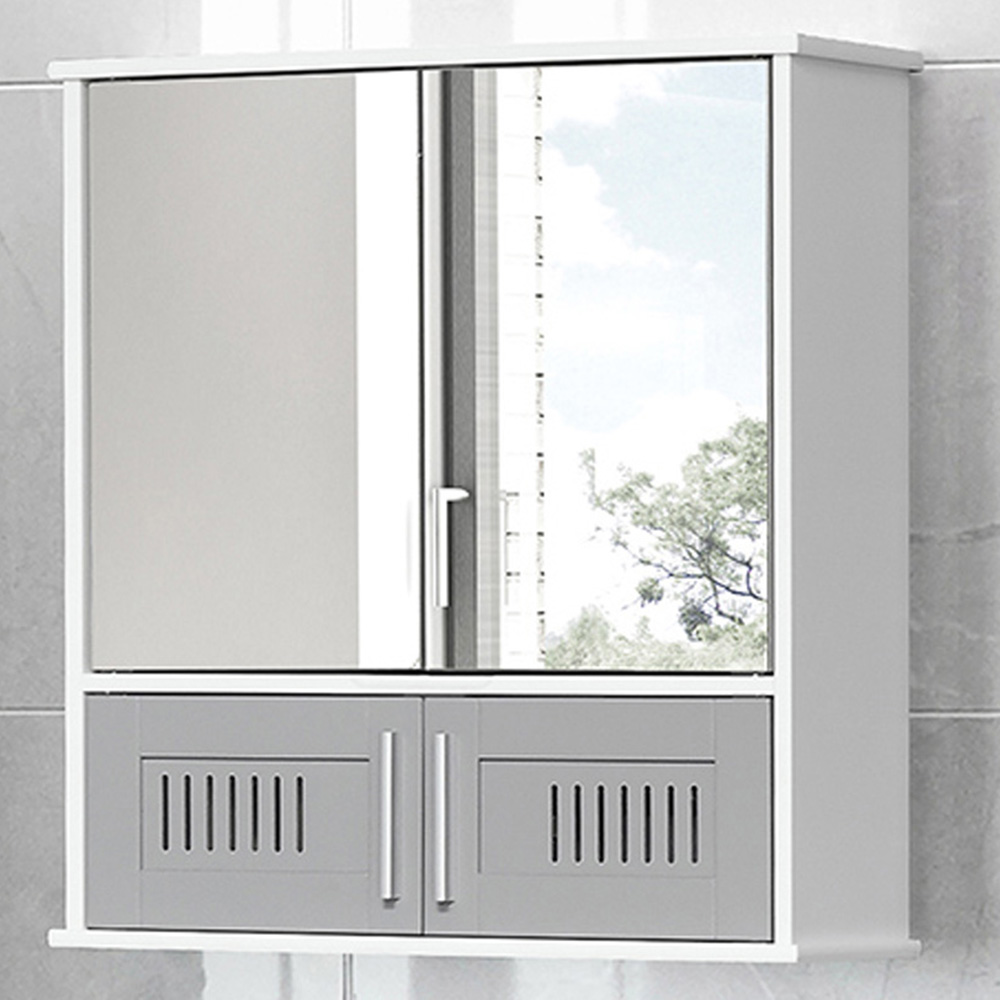 Kleankin White Bathroom Mirror Cabinet with Air Holes Image 1