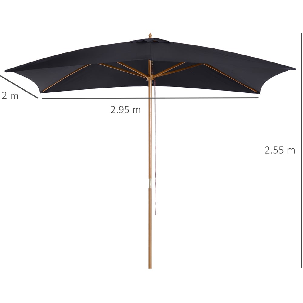 Outsunny Black Wooden Parasol 3 x 2m Image 7